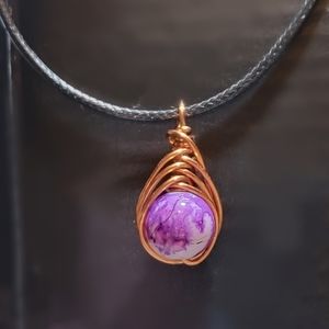 Purple & White Wire Wrapped Necklace